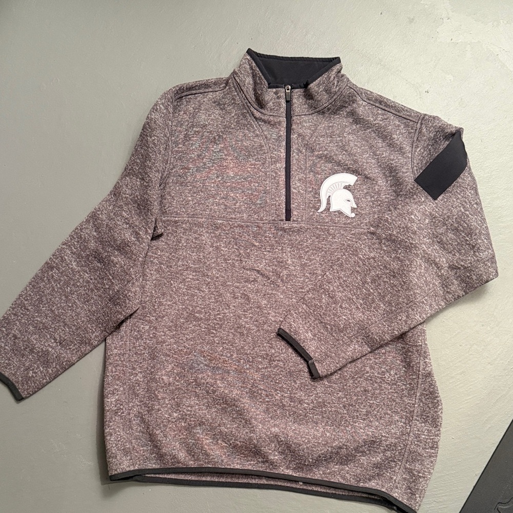 Antigua Men's Heathered Gray Zip-Up Sweater
